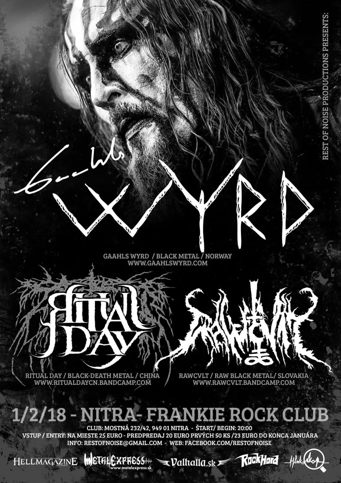 Gaahls Wyrd / Ritual Day / Rawcvlt - Nitra Frenkie Club 1.2.2018